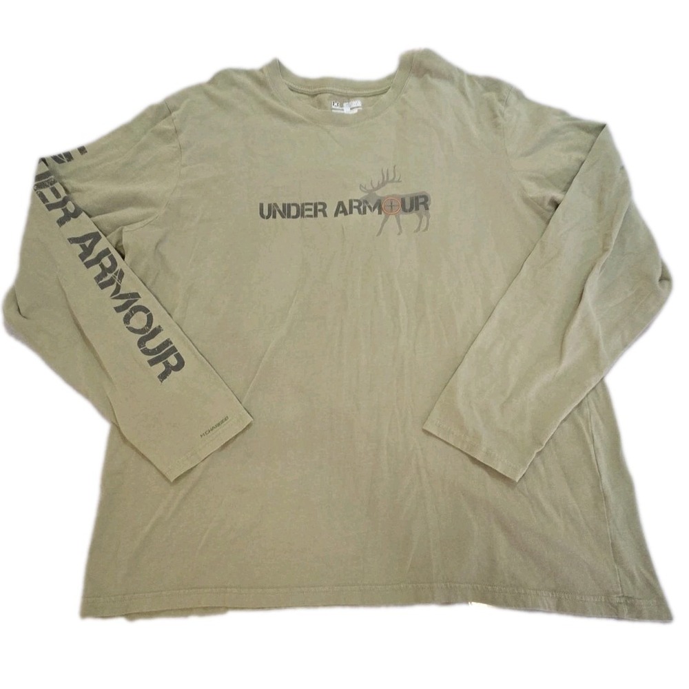 Under Armour Shirt Men's 2XL Whitetail Crosshairs Long Sleeve Olive Green XXL